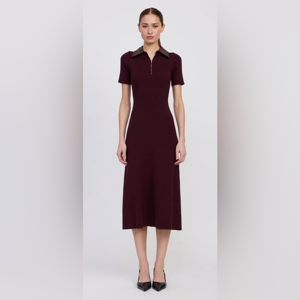 En Saison Women's Ora Knit Ribbed Midi Dress Small Plum Brown - Picture 1 of 5